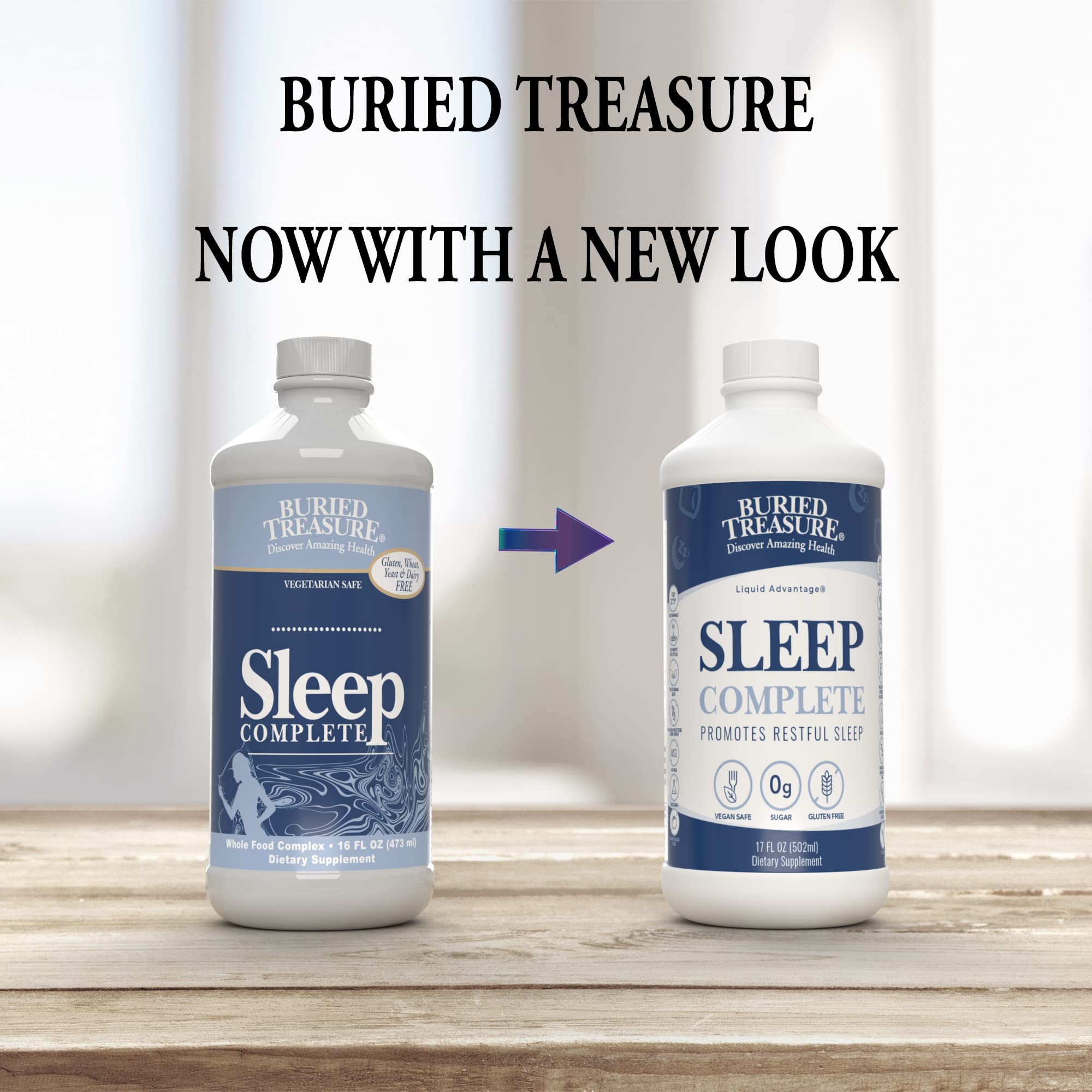 Buried Treasure Sleep Complete liquid pour shows an easy 2 tbsp serving.