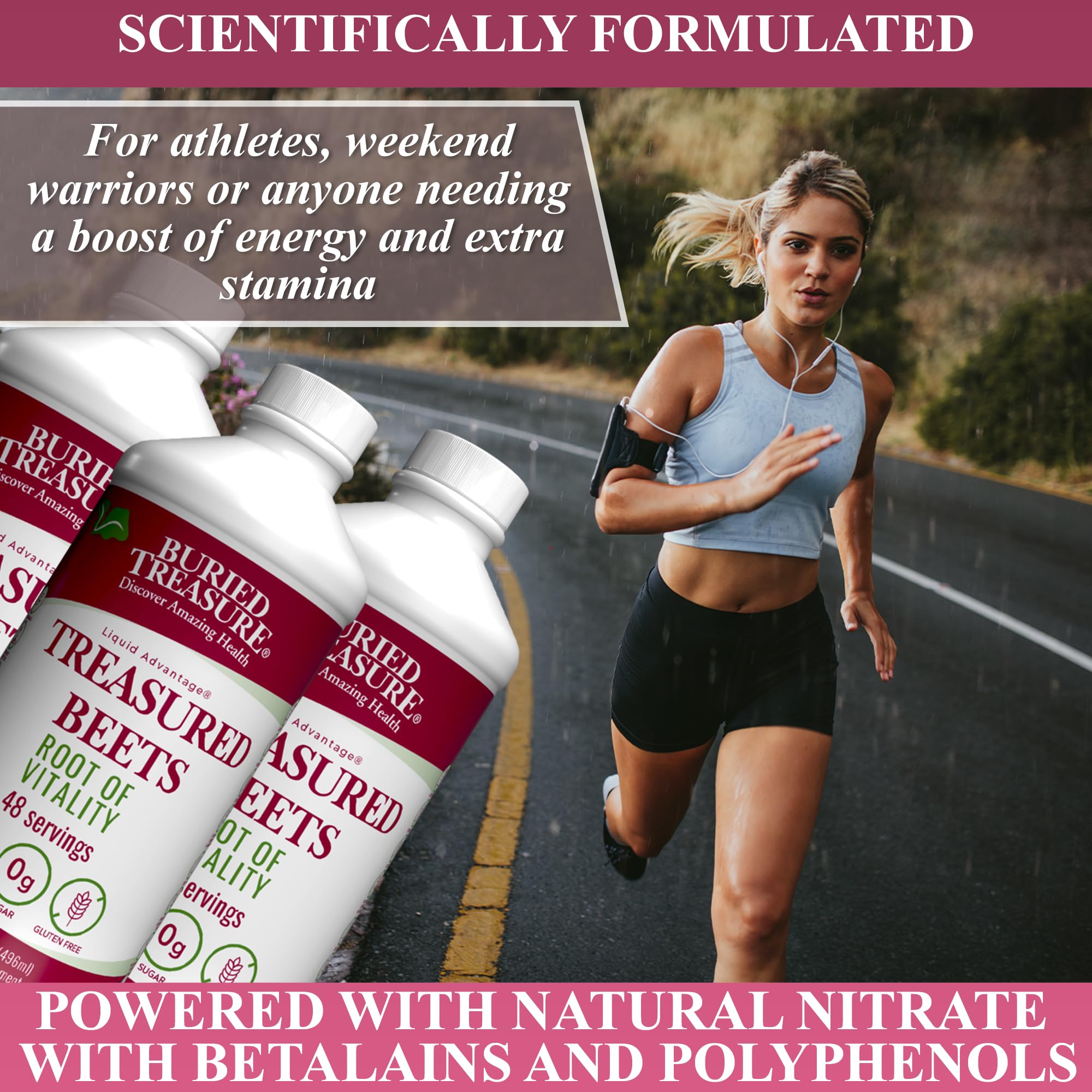 Buried Treasure Treasured Beets glass juice suggests convenient pre-workout use