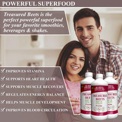 Buried Treasure Treasured Beets label shows vegan and gluten-free benefits