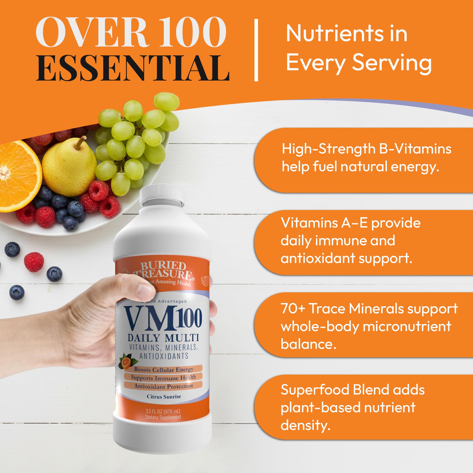 Buried Treasure VM100 orange zest flavor for a sugar-free daily boost