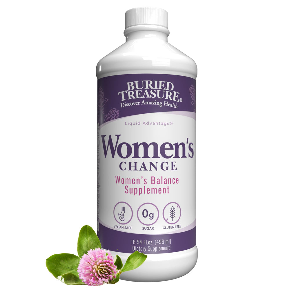 Buried Treasure Women’s Change bottle close-up showing balance support
