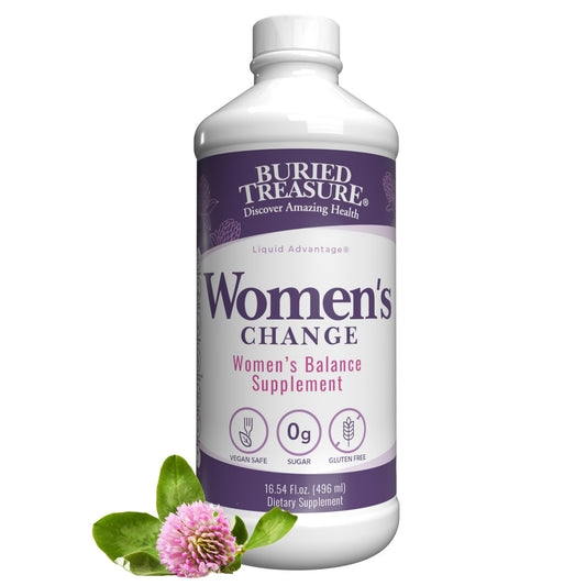 Buried Treasure Women’s Change bottle close-up showing balance support