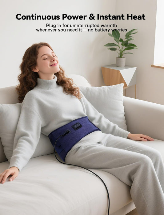 Burrki massager wearable back brace demonstrates portable heat on the lower back