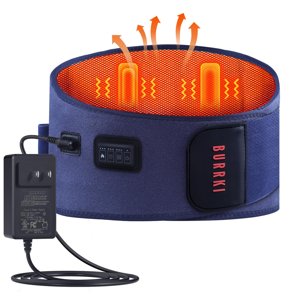 Burrki heating pad with massager front view showing ready heat and comfort