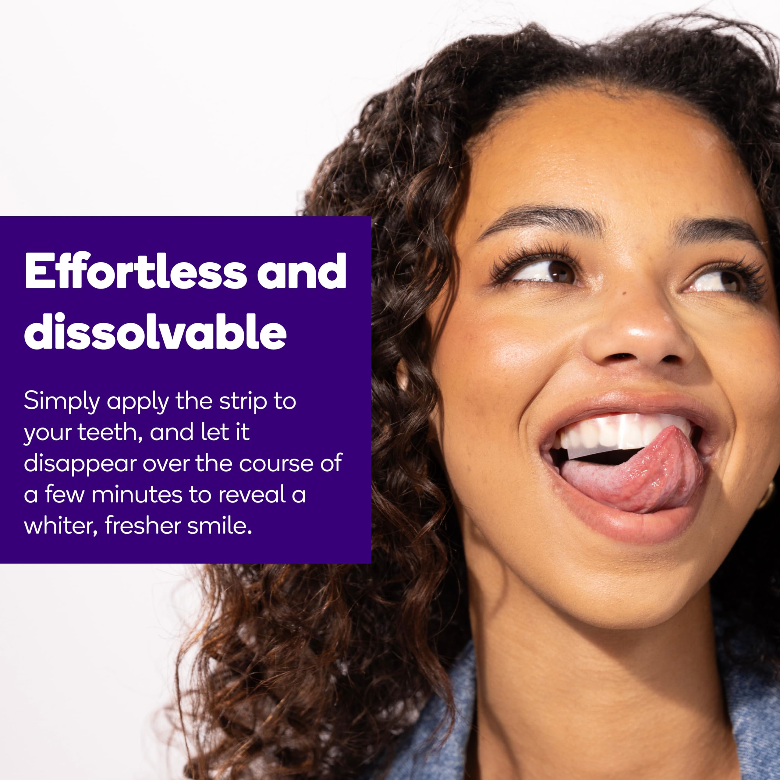 Burst Breath Strips dissolve to reveal brighter enamel-safe whitening.
