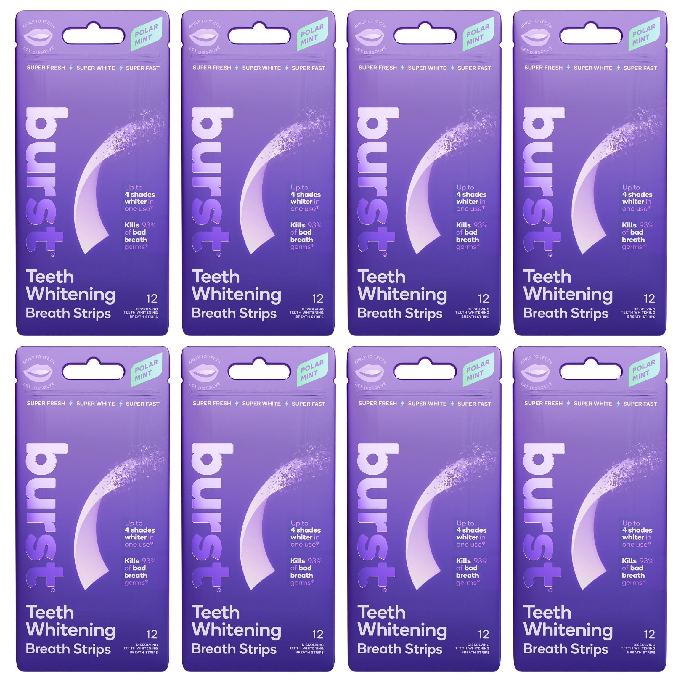 Burst Teeth Whitening Breath Strips Polar Mint for quick at-home whitening and fresh breath.