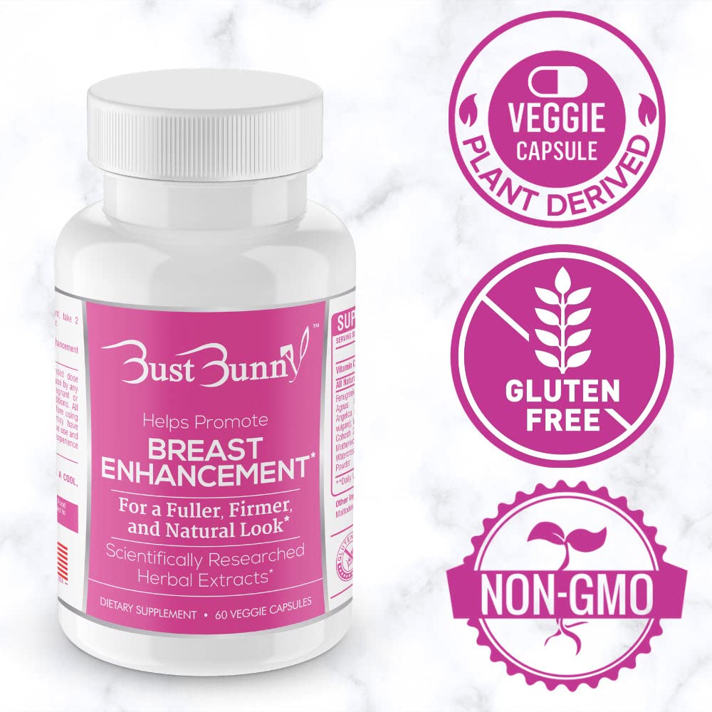 Bust Bunny three-month supply bottle shown with a secure lid.