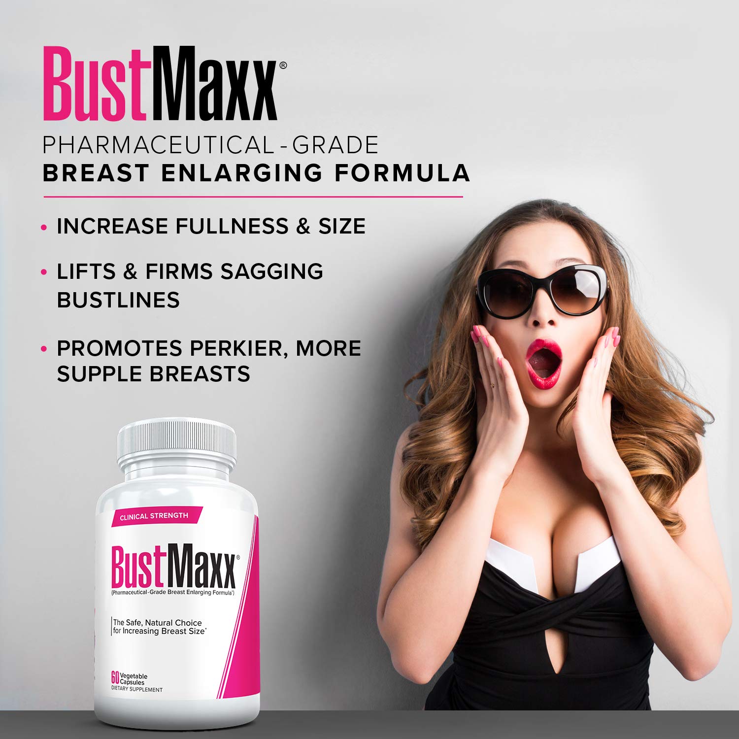 BustMaxx box packaging: premium all-natural breast enhancement solution.