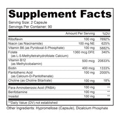 Busy Bee ingredients chart showing B vitamins and choline for energy and clarity.