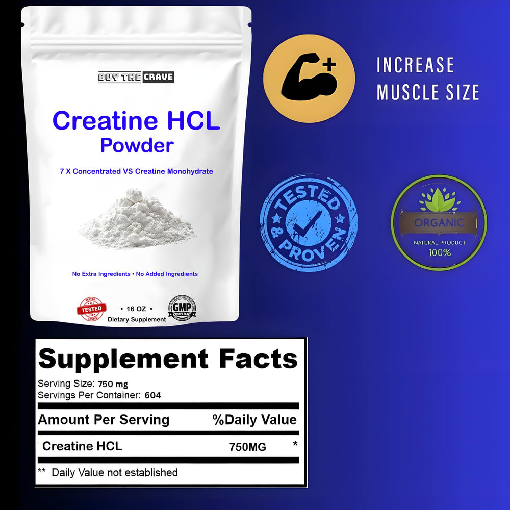 Buy The Crave Creatine HCL powder label with transparent ingredient notes