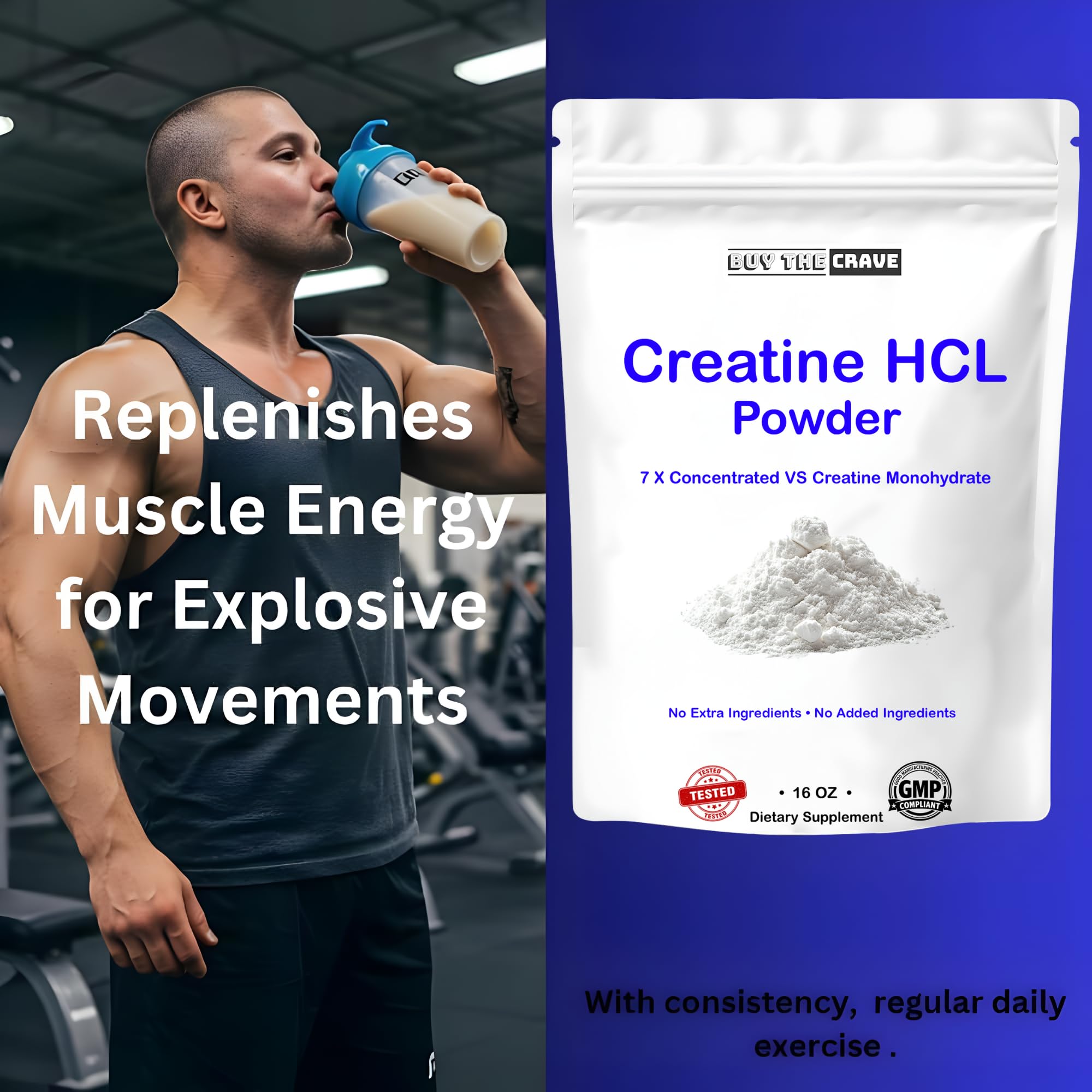 Buy The Crave Creatine HCL powder serving cup ready to mix