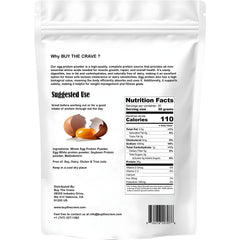Scoop of BUY THE CRAVE Egg Protein Powder ready for quick, convenient servings in shakes.