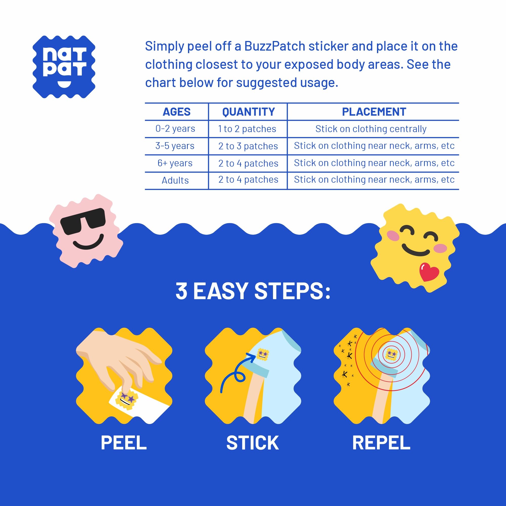 BUZZPATCH NATPAT kid-friendly patterns appeal to children for outdoor wear.