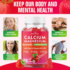 BVIVLOO calcium gummies with D3 K2 and B complex symbols highlighting mineral synergy