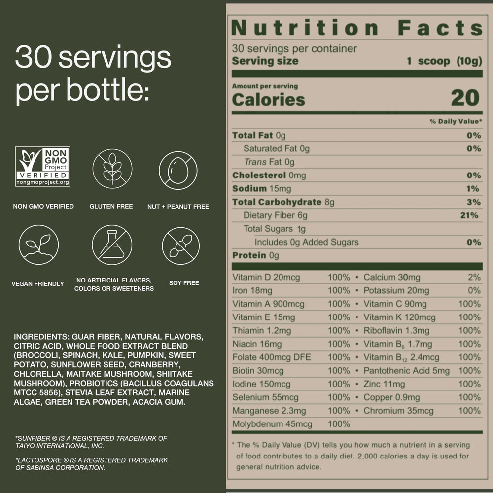 Bwild plant-based multivitamin pour demonstrates on-the-go nutrition with prebiotics and probiotics.