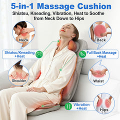 BWPIWPR Shiatsu Massage Cushion back massager with rolling nodes for targeted relief