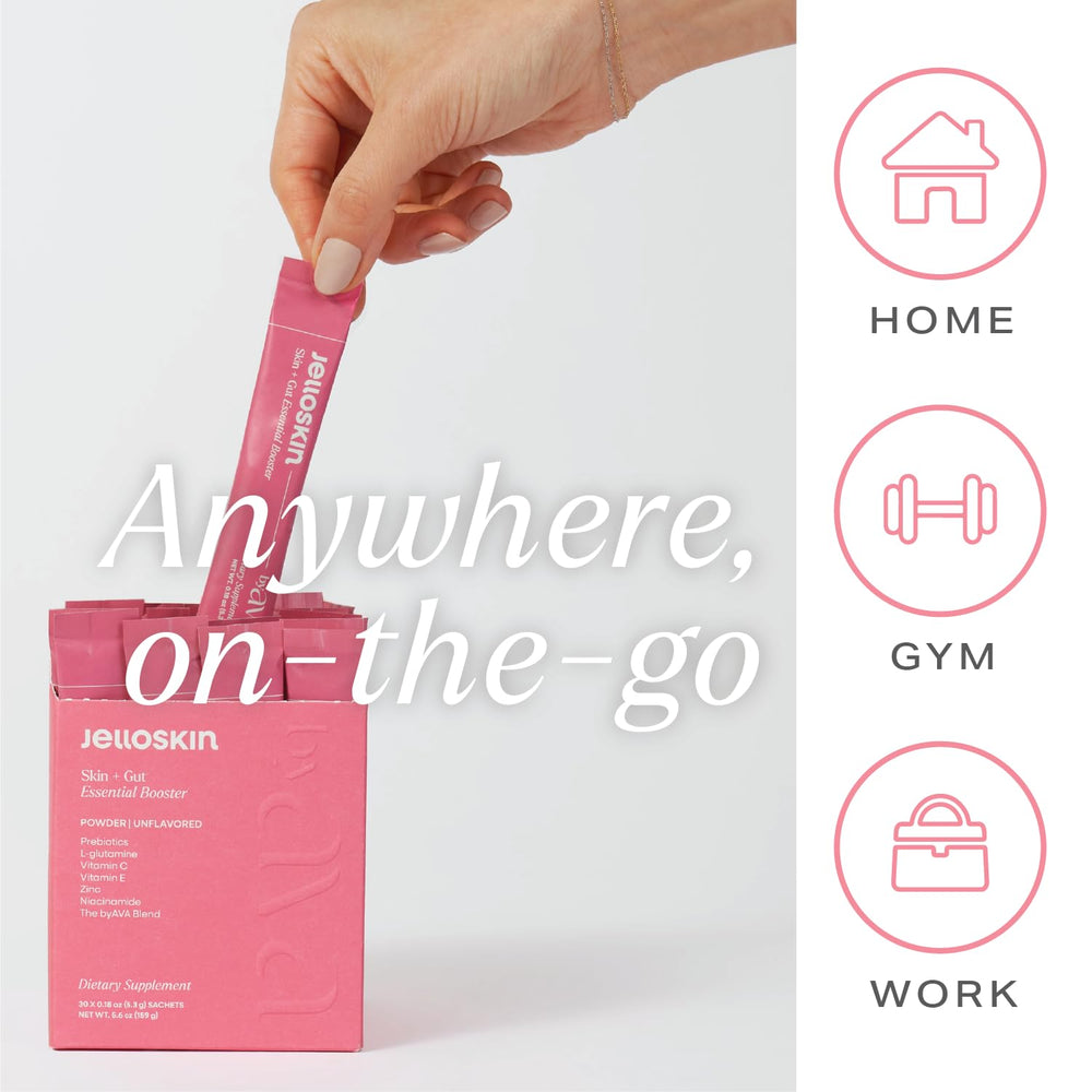 Bottle close-up emphasizes vitamin C and zinc on the label for skincare benefits.