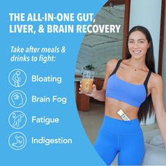 Bye-Bye Weekend detox drink mix ingredients-label emphasizes probiotics and liver-supporting components.