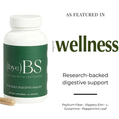 ByeBS Digestive Support bottle designed to support regular bowel function