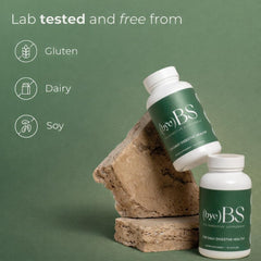 ByeBS Digestive Support packaging highlights natural gut health ingredients