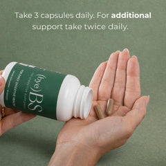 ByeBS peppermint extract bottle conveying relief from stomach unease