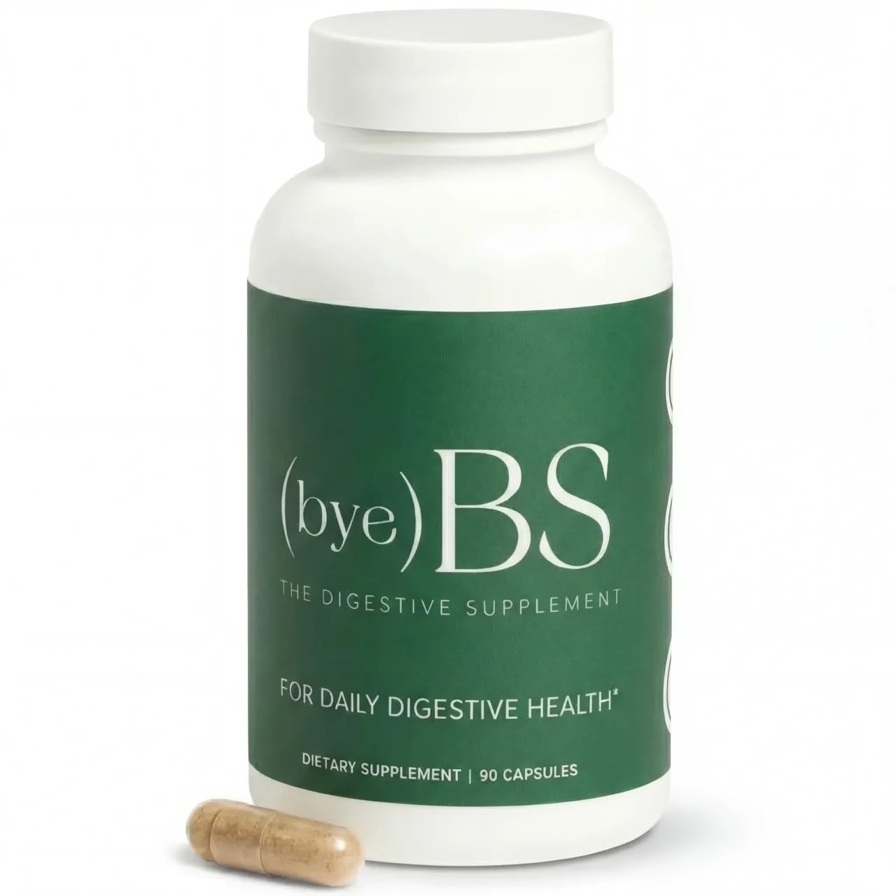 ByeBS Digestive Support psyllium husk bottle promotes regularity and balance