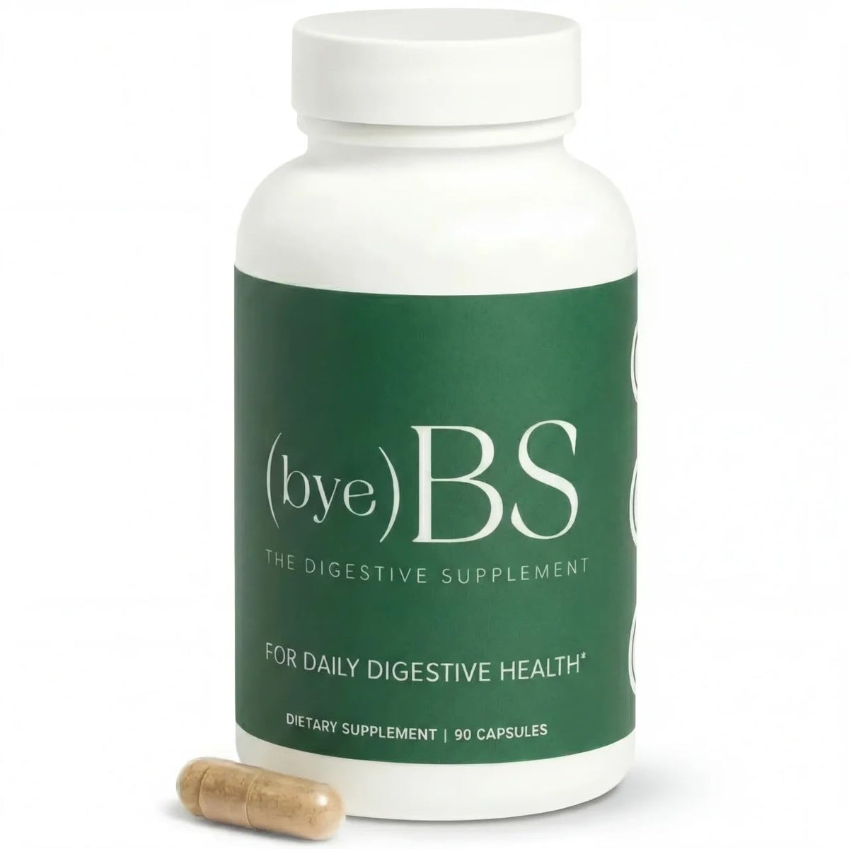ByeBS Digestive Support psyllium husk bottle promotes regularity and balance