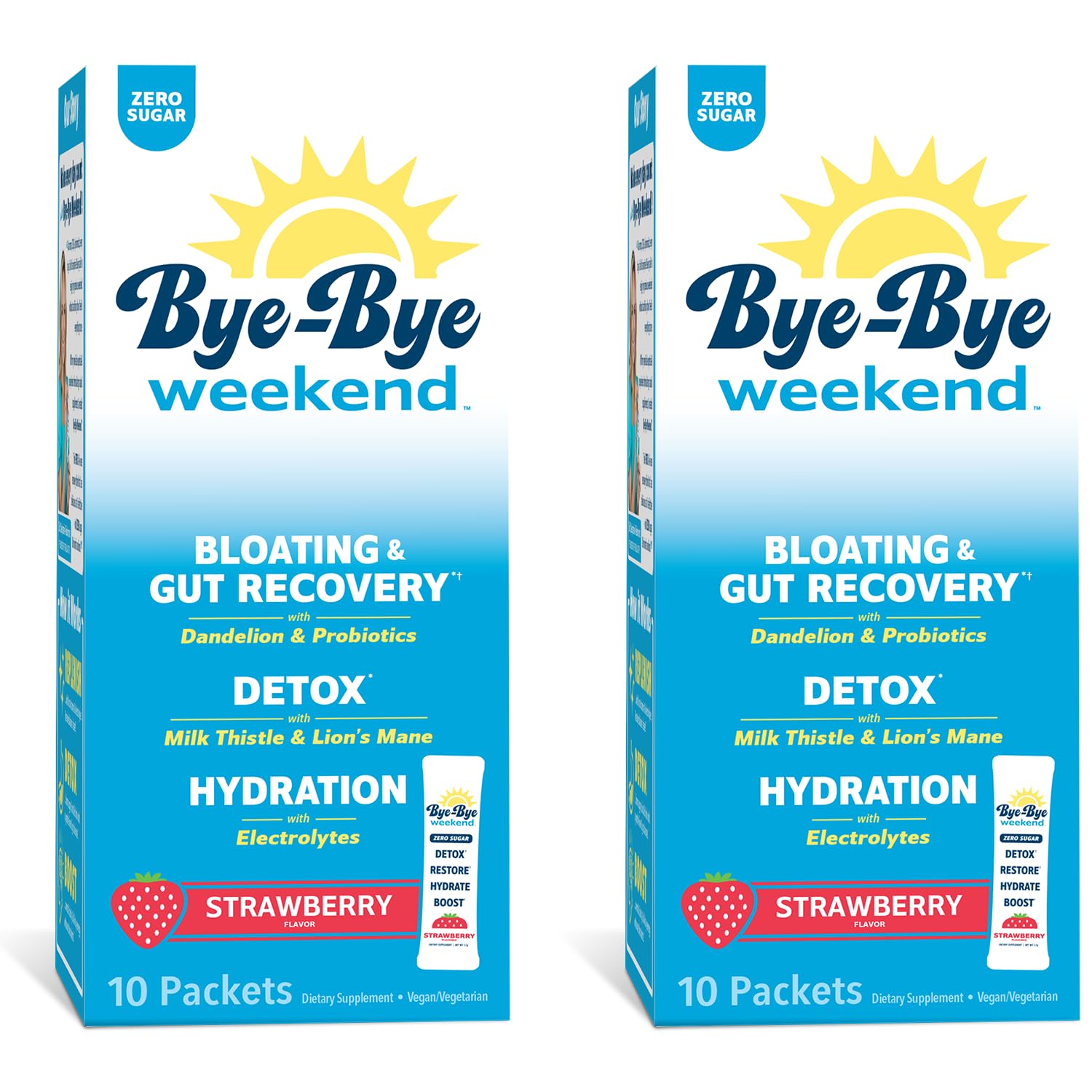 Bye-Bye Weekend Detox Drink Strawberry 20-pack sachets for post-party recovery and renewed energy
