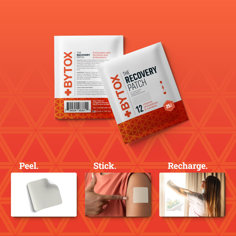 Bytox Recovery Patch applied to skin for discreet daytime wear