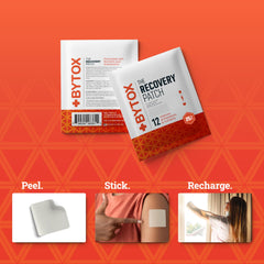 Bytox Recovery Patch applied to skin for discreet daytime wear