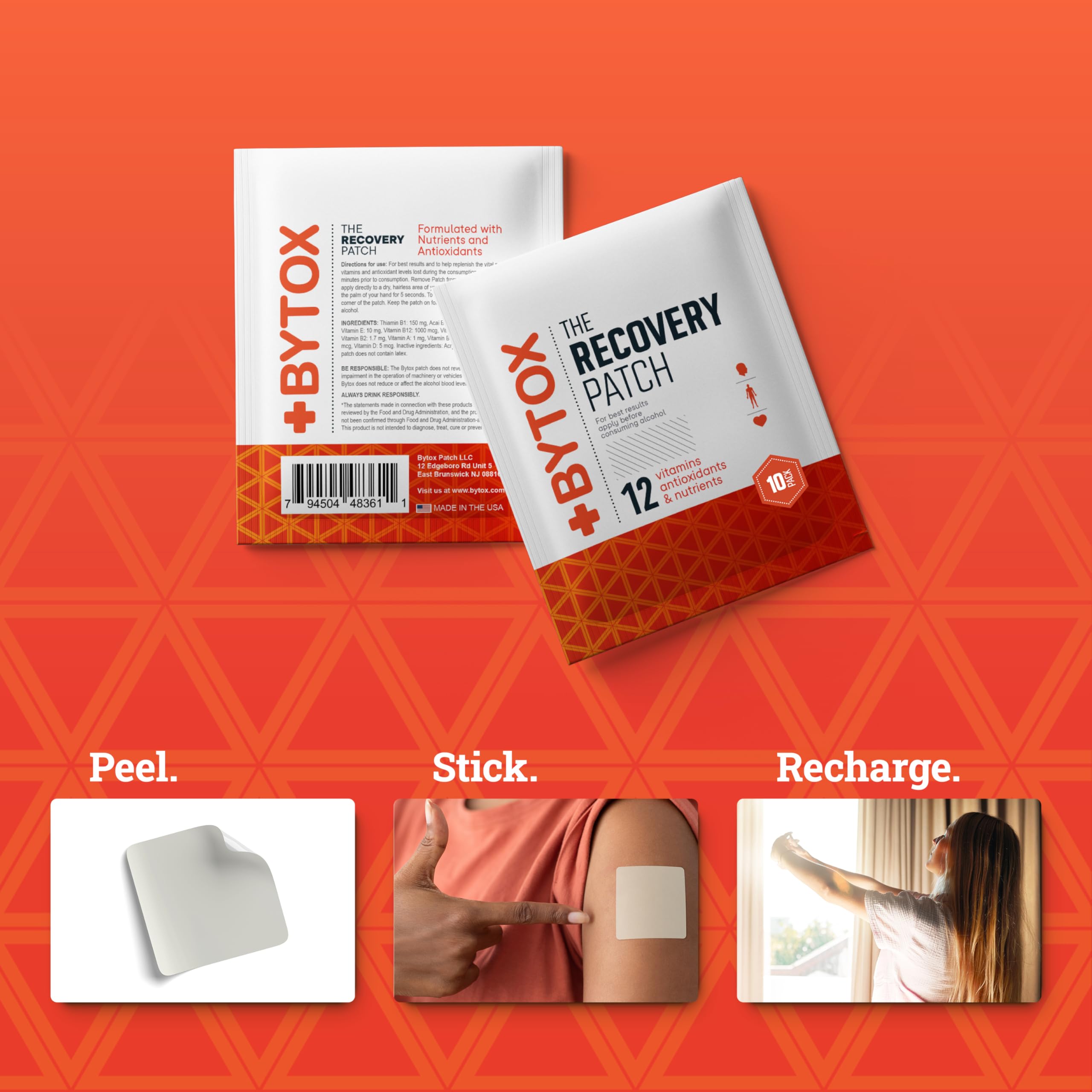 Bytox patch applied to arm demonstrating up to 24-hour wear