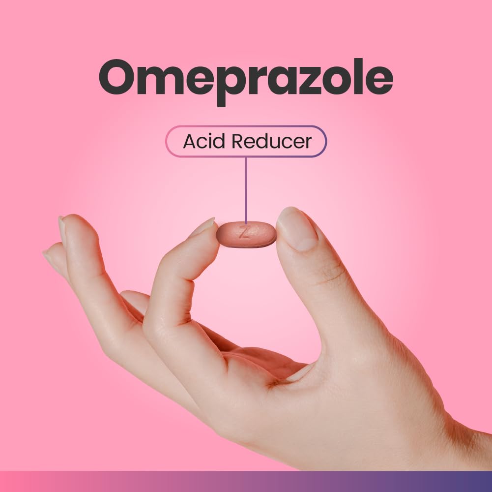 C'rcle Omeprazole 20mg tablets side view with bottle