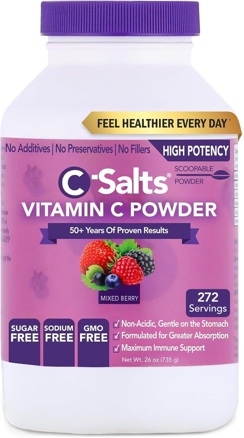C-Salts Vitamin C bottle front shows the 26 oz size for daily immune support.