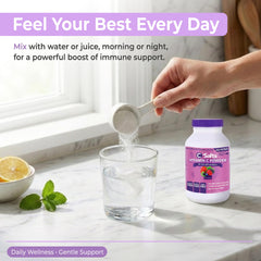 C-Salts powder dissolves in water for quick, clump-free citrus mix.