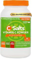 C-Salts Vitamin C Powder bottle on shelf for daily immune support.