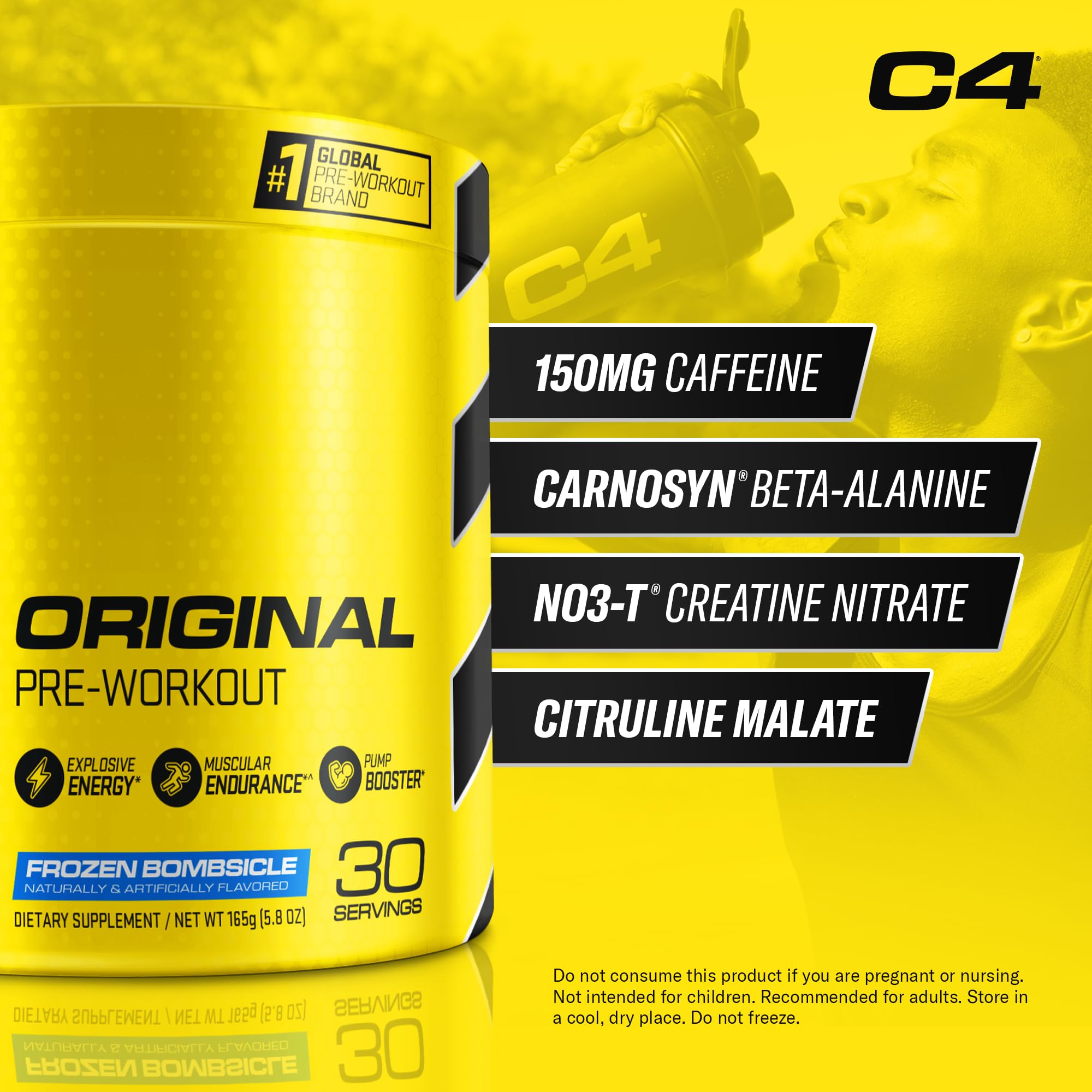 C4 Frozen Bombsicle flavor label on bottle; refreshing taste during sessions.