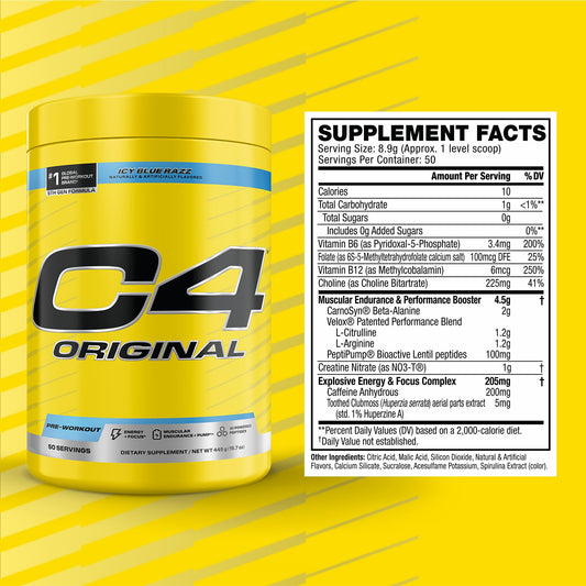 C4 Original with 200mg caffeine supports sharper focus during workouts.