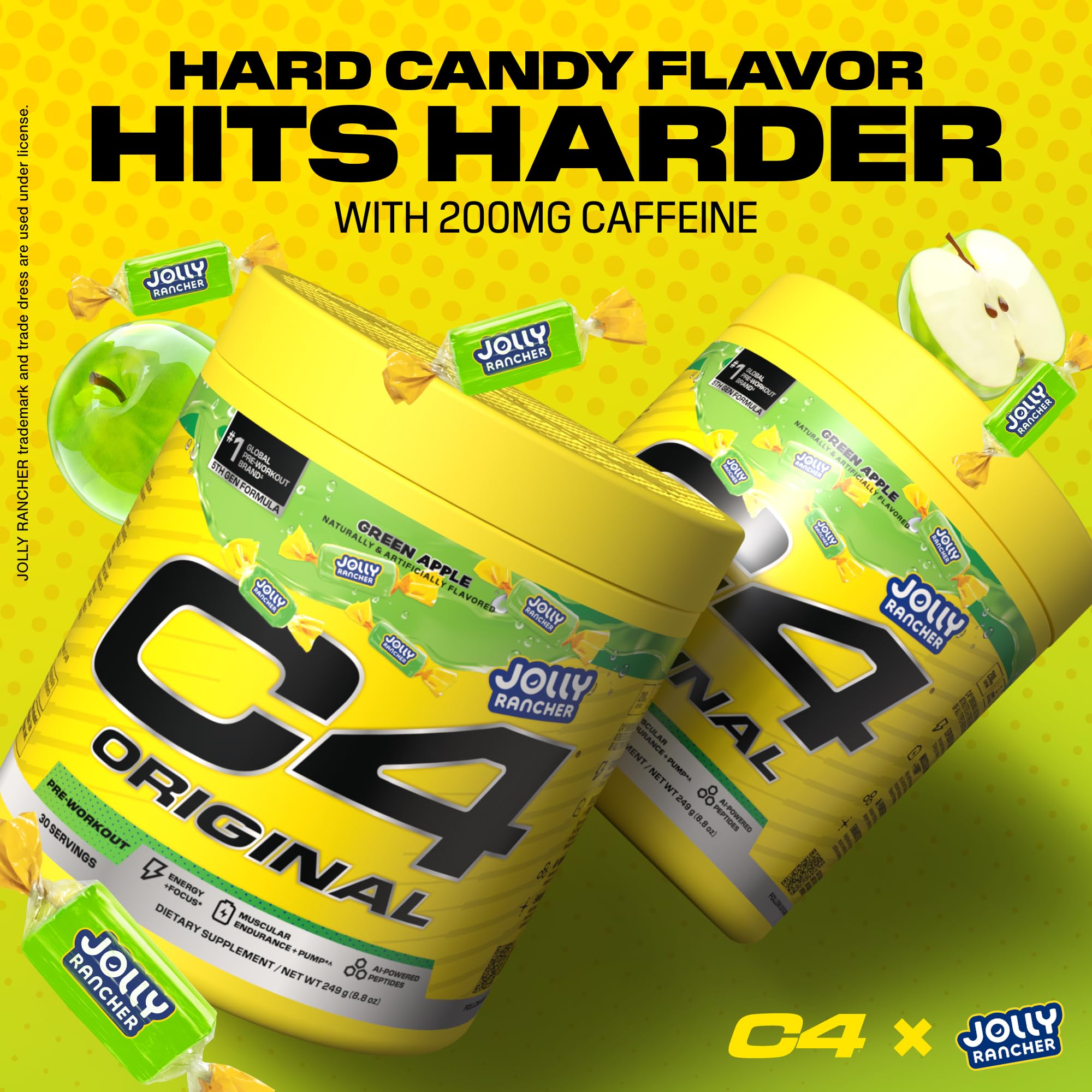 Glass of C4 Original Green Apple drink prepared for training
