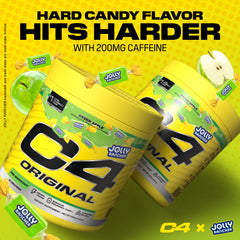 Glass of C4 Original Green Apple drink prepared for training