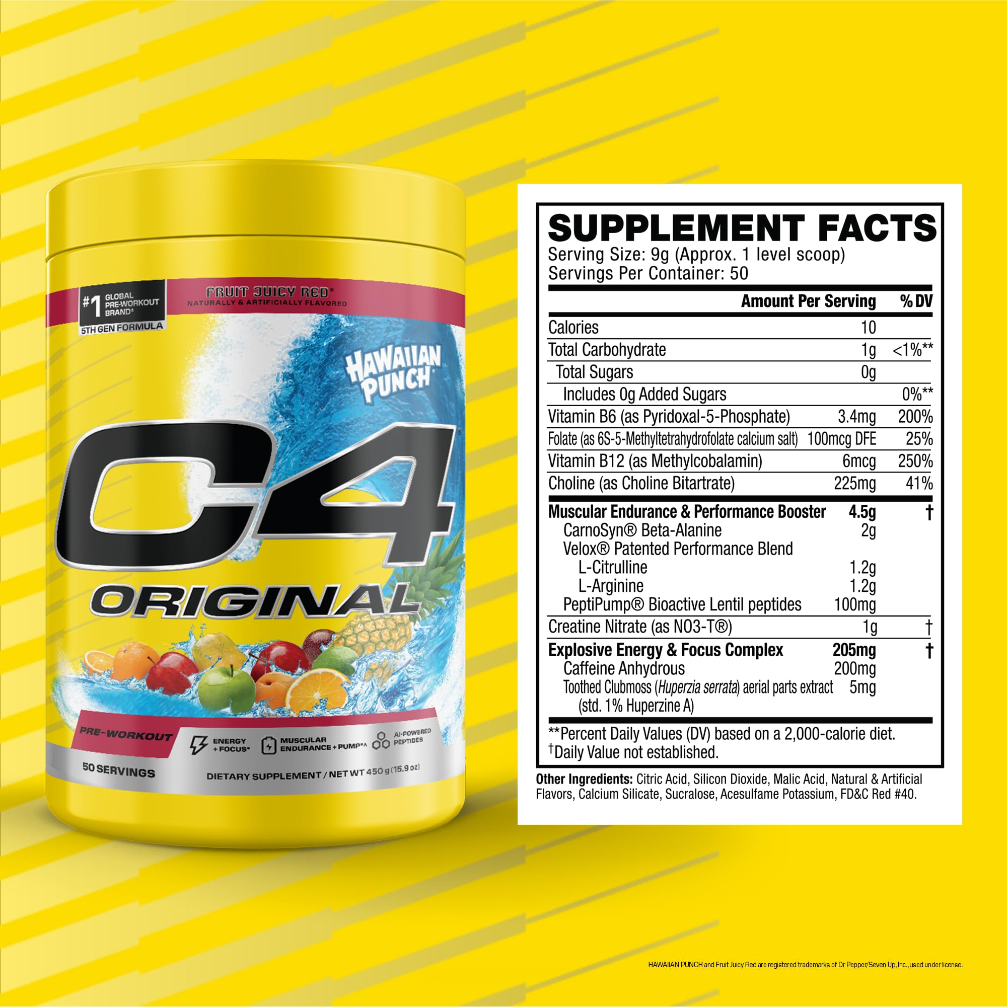 C4 Original Hawaiian Punch scoop measuring a precise training serving