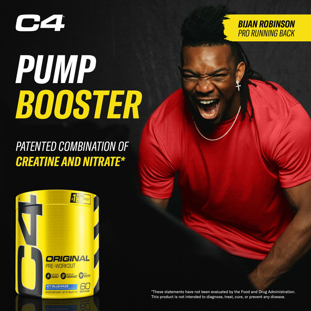 C4 Original ingredients panel highlights caffeine and beta-alanine.