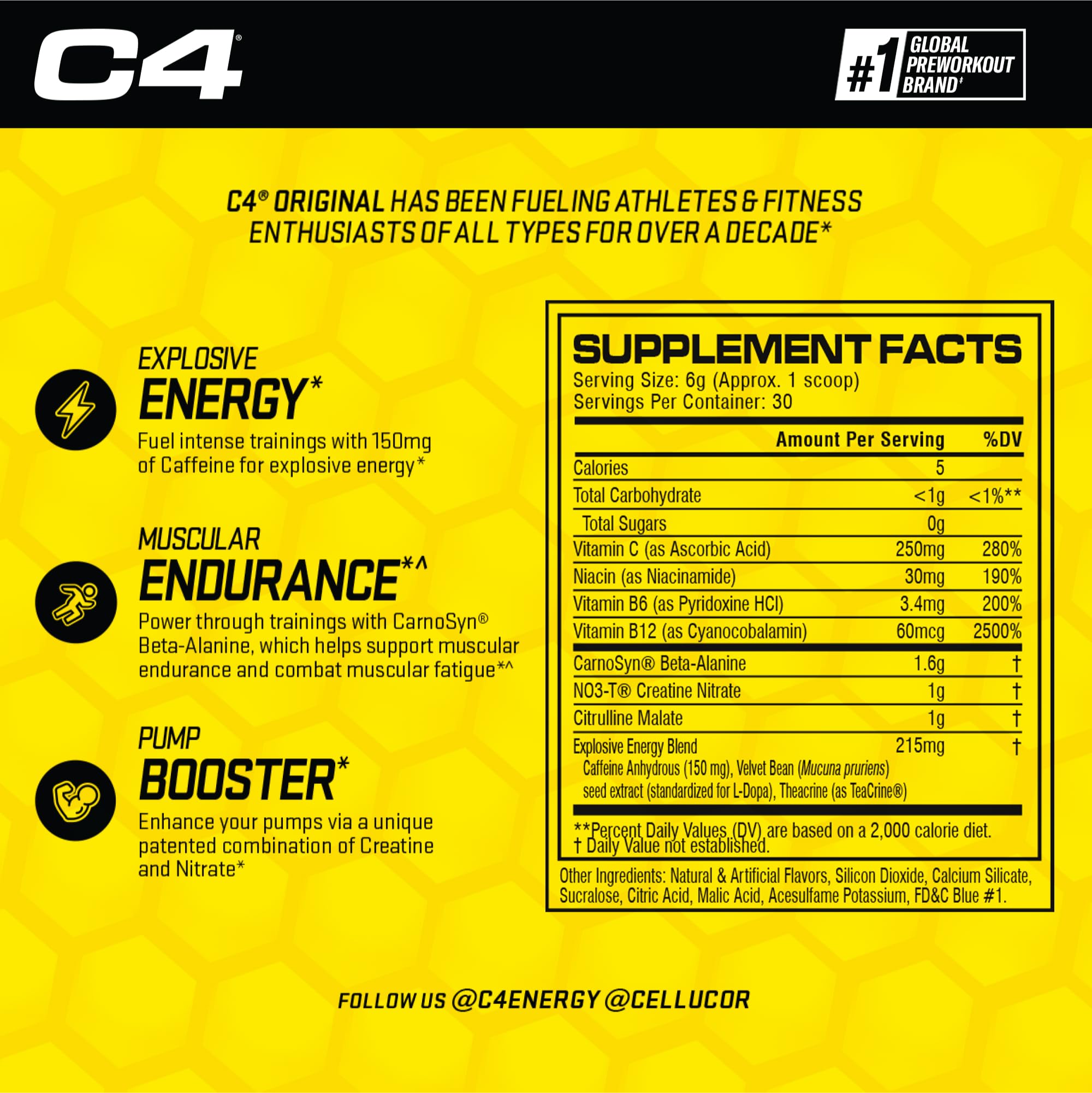 C4 Original Icy Blue Razz scoop for quick, accurate serving before training.