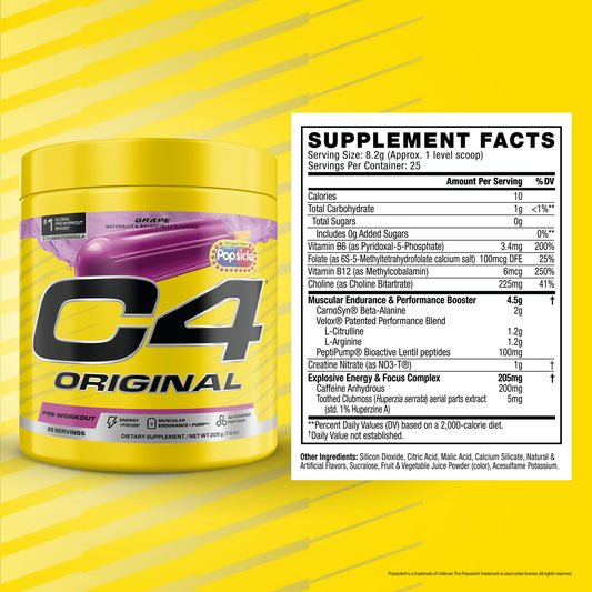 C4 Original Popsicle Grape scoop ready to mix for endurance sessions