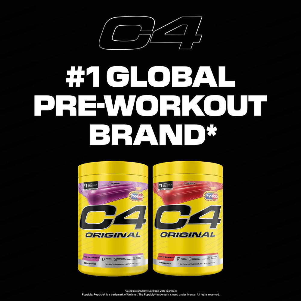 C4 Original Popsicle Grape shaker ready demonstrates convenient pre-workout preparation.