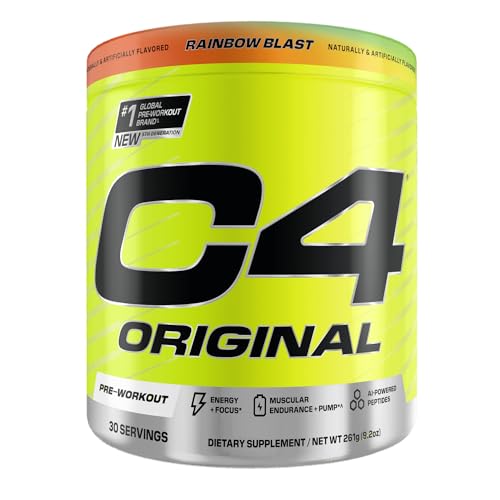 C4 Original powder scoop being added to water for quick, sustained energy.