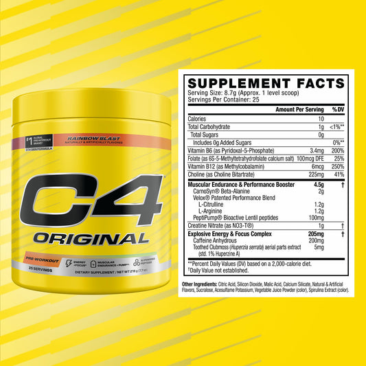 C4 Original scoop with beta-alanine for endurance support.
