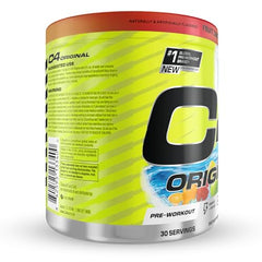C4 Original CarnoSyn beta-alanine image emphasizes endurance support during tough sets