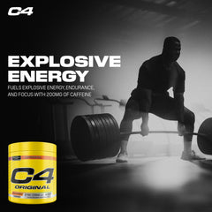C4 Original bottle highlighting creatine nitrate for performance.