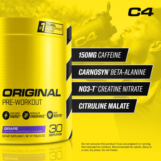 C4 Original grape scoop ready for mixing with fast energy before training