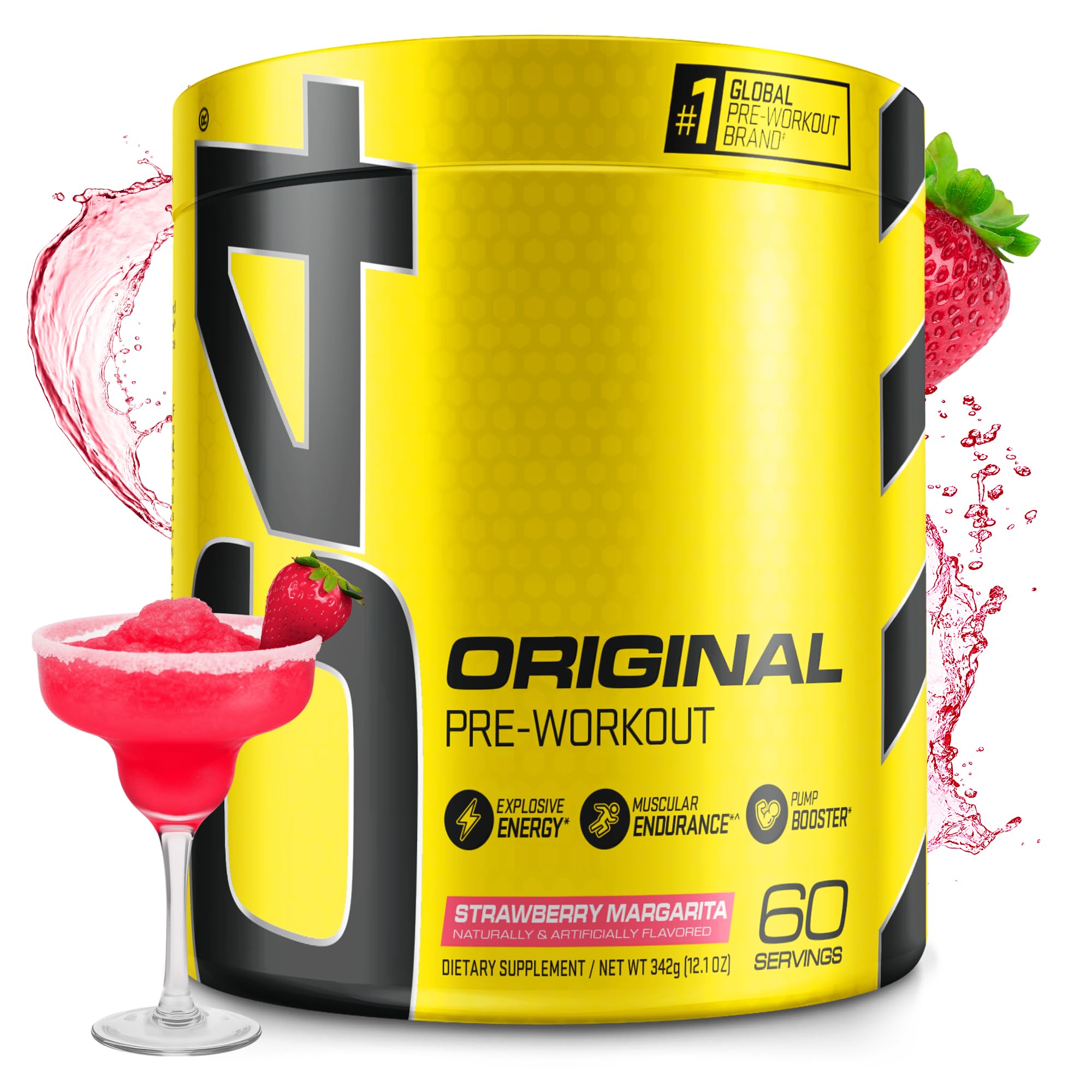 C4 Original Strawberry Margarita bottle promotes pre-workout energy before training.